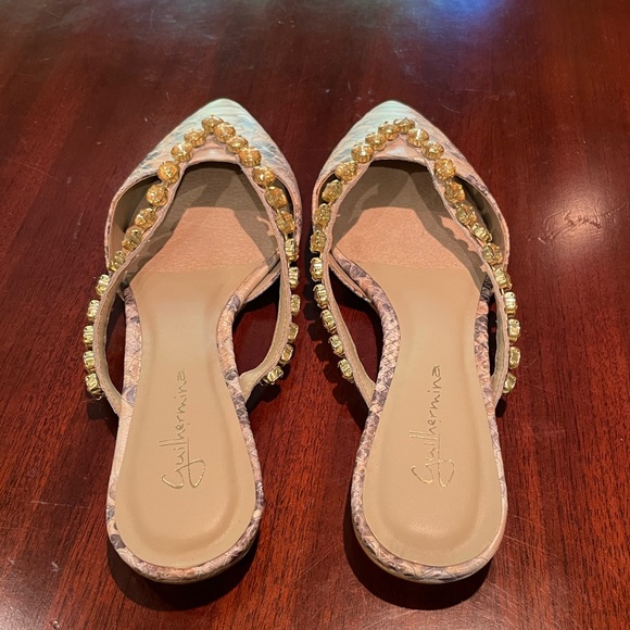 Anthropologie Guilhermina Embellished Snake Marfim Flats - Picture 3 of 6